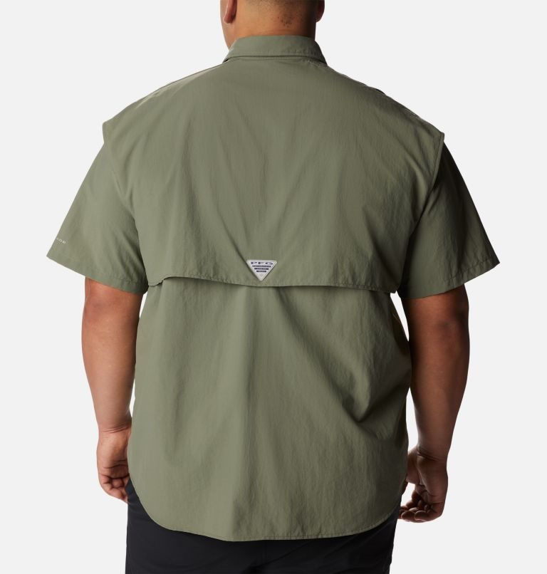 Men's Columbia PFG Bahama II Short Sleeve Shirts Olive | Plus Size CA-V46C5